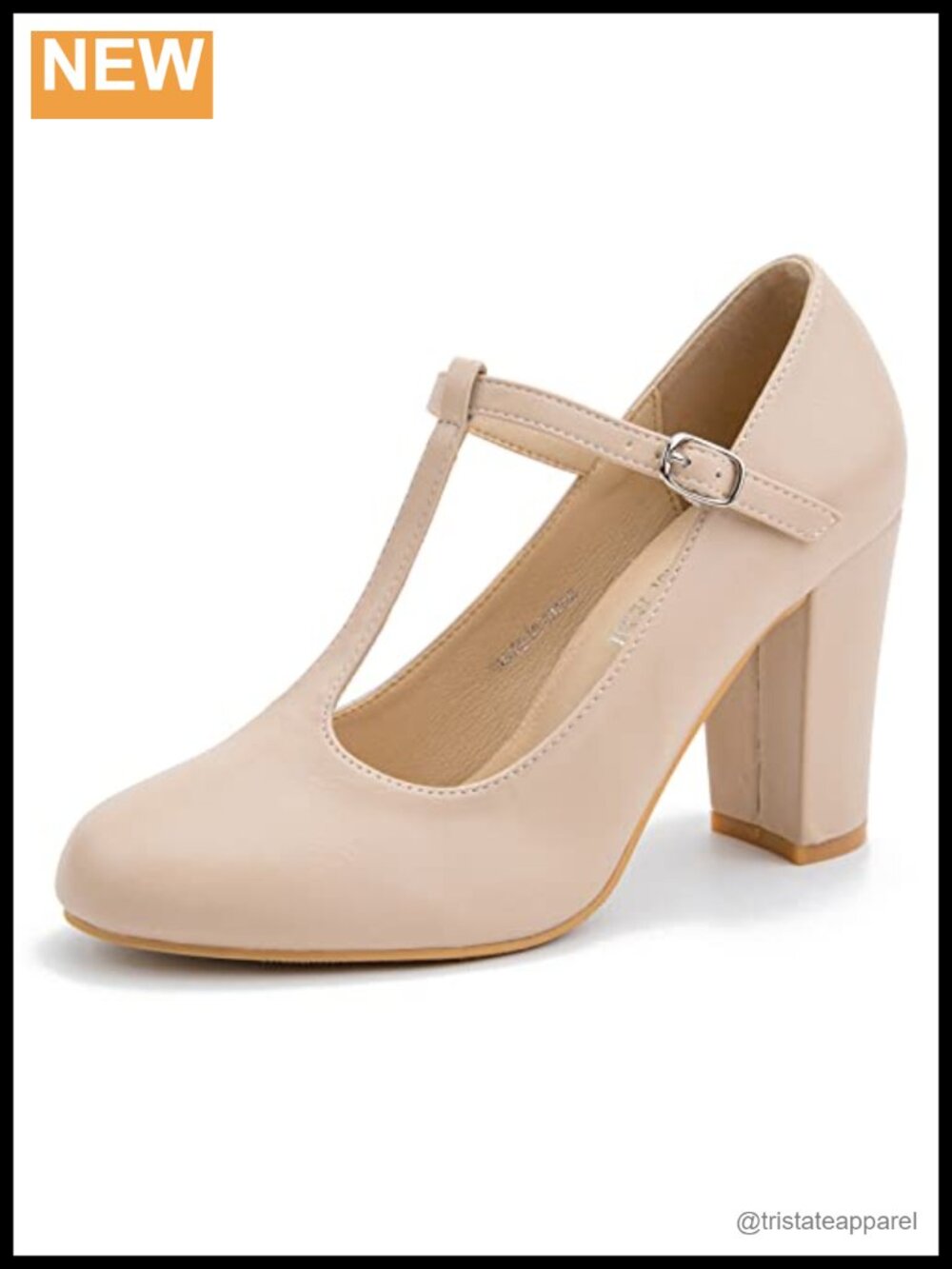 Women's T-Strap Mary Jane Pumps Chunky Heel Closed Round Toe Dress Shoes